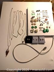 MaxSold Auction: Vintage and newer ear rings and necklaces and a silver tone belt - Tay Valley (Ontario, Canada) SELLER MANAGED Downsizing Online Auction - Clarchris Road