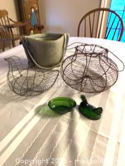 MaxSold Auction: Vintage wire egg holders and pottery grain sack planter - Tay Valley (Ontario, Canada) SELLER MANAGED Downsizing Online Auction - Clarchris Road