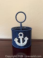MaxSold Auction: Ciroa Navy Blue Nautical Anchor Storage Wicker Storage Caddy - San Jose (California, USA) SELLER MANAGED Estate Sale Online Auction - South 16th Street