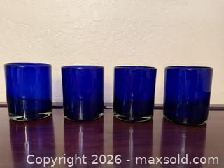 MaxSold Auction: Dos Sueños Hand Blown Mexican Drinking Glasses + 1980's Driftwood Peacock Blue High Ball Seneca Crinkle Glass - San Jose (California, USA) SELLER MANAGED Estate Sale Online Auction - South 16th Street