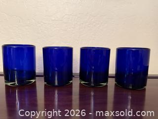 MaxSold Auction: Dos Sueños Hand Blown Mexican Drinking Glasses + 1980's Driftwood Peacock Blue High Ball Seneca Crinkle Glass - San Jose (California, USA) SELLER MANAGED Estate Sale Online Auction - South 16th Street