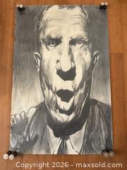 MaxSold Auction: Large Vintage Original Art: Pencil Sketch of Man Yelling. Looks to be Original. Over 3 Ft! - San Jose (California, USA) SELLER MANAGED Estate Sale Online Auction - South 16th Street