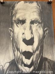 MaxSold Auction: Large Vintage Original Art: Pencil Sketch of Man Yelling. Looks to be Original. Over 3 Ft! - San Jose (California, USA) SELLER MANAGED Estate Sale Online Auction - South 16th Street