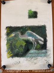 MaxSold Auction: Vintage Art: Drawing of Great Blue Heron - San Jose (California, USA) SELLER MANAGED Estate Sale Online Auction - South 16th Street