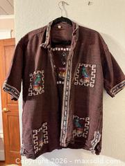 MaxSold Auction: Vintage Guatemalan Embroidered Tunic Button Up Quetzel Shirt - San Jose (California, USA) SELLER MANAGED Estate Sale Online Auction - South 16th Street