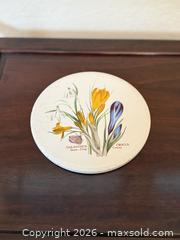 MaxSold Auction: Vintage H & R Johnson Round Tile Floral Trivet from ENGLAND Crocus Galanthus Flowers - San Jose (California, USA) SELLER MANAGED Estate Sale Online Auction - South 16th Street
