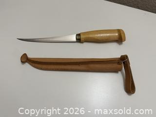MaxSold Auction: Vintage J Martini Finland Filet Knife -Signed -Hand-Ground Blade w/ Leather Sheath - San Jose (California, USA) SELLER MANAGED Estate Sale Online Auction - South 16th Street