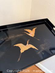 MaxSold Auction: Vintage Japanese Maki Style Black Lacquer Resin Tray: Gold Painted Cranes - San Jose (California, USA) SELLER MANAGED Estate Sale Online Auction - South 16th Street