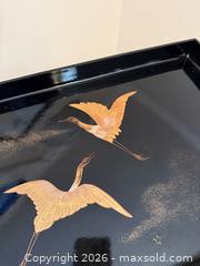 MaxSold Auction: Vintage Japanese Maki Style Black Lacquer Resin Tray: Gold Painted Cranes - San Jose (California, USA) SELLER MANAGED Estate Sale Online Auction - South 16th Street
