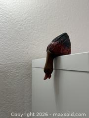 MaxSold Auction: Vintage Mandalay Box Company Wooden Duck Figure. Lays on Edge of Bookcase or Cabinet/Dresser. Very Sweet!  - San Jose (California, USA) SELLER MANAGED Estate Sale Online Auction - South 16th Street