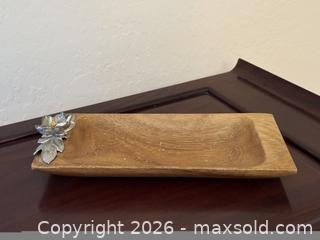 MaxSold Auction: Vintage Pacific Merchants Acaciaware w / Maurice Milleur Wooden & Pewter Floral Serving Bowl / Tray - San Jose (California, USA) SELLER MANAGED Estate Sale Online Auction - South 16th Street