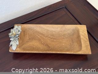 MaxSold Auction: Vintage Pacific Merchants Acaciaware w / Maurice Milleur Wooden & Pewter Floral Serving Bowl / Tray - San Jose (California, USA) SELLER MANAGED Estate Sale Online Auction - South 16th Street