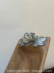 MaxSold Auction: Vintage Pacific Merchants Acaciaware w / Maurice Milleur Wooden & Pewter Floral Serving Bowl / Tray - San Jose (California, USA) SELLER MANAGED Estate Sale Online Auction - South 16th Street