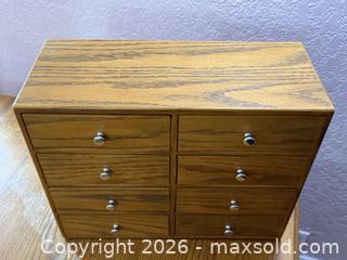 MaxSold Auction: Vintage Rustic Combed Oak Wood Trinket/Jewlery Box with 8 Drawers - San Jose (California, USA) SELLER MANAGED Estate Sale Online Auction - South 16th Street