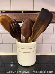 MaxSold Auction: Vintage Wooden Kitchen Utensils in Ceramic Vase - San Jose (California, USA) SELLER MANAGED Estate Sale Online Auction - South 16th Street