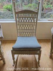 MaxSold Auction: 3-Piece Wicker Patio Set, White/Ivory & Blue - Saanich (British Columbia, Canada) PARTNER MANAGED Downsizing Online Auction - Gordon Point Drive