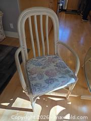 MaxSold Auction: 4-Chair Rattan Dining Set with Floral Cushions - Saanich (British Columbia, Canada) PARTNER MANAGED Downsizing Online Auction - Gordon Point Drive