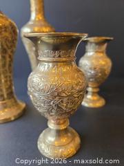 MaxSold Auction: 4 Brass Etched Floral Vases - Saanich (British Columbia, Canada) PARTNER MANAGED Downsizing Online Auction - Gordon Point Drive