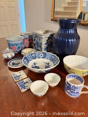 MaxSold Auction: Assorted Blue & White Ceramic Lot, 14 Pieces - Saanich (British Columbia, Canada) PARTNER MANAGED Downsizing Online Auction - Gordon Point Drive