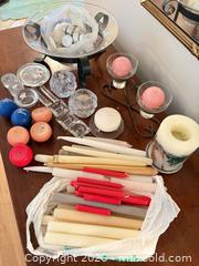 MaxSold Auction: Assorted Candles, Glass Votives & Metal Stand with Glass Bowl - Saanich (British Columbia, Canada) PARTNER MANAGED Downsizing Online Auction - Gordon Point Drive