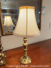 MaxSold Auction: Brass Lyre Music Stand, Table Lamp & Pair of Candlesticks - Saanich (British Columbia, Canada) PARTNER MANAGED Downsizing Online Auction - Gordon Point Drive