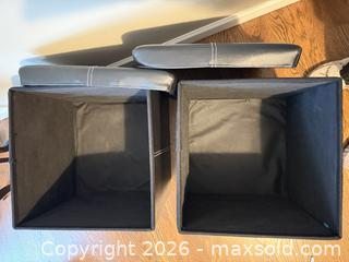 MaxSold Auction: Brown Faux Leather Storage Cubes (Pair) - Saanich (British Columbia, Canada) PARTNER MANAGED Downsizing Online Auction - Gordon Point Drive
