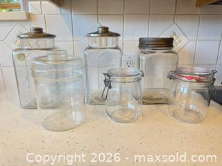 MaxSold Auction: Clear Glass Storage Canisters with Metal Lids, Set of 6 - Saanich (British Columbia, Canada) PARTNER MANAGED Downsizing Online Auction - Gordon Point Drive