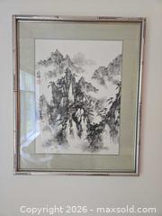 MaxSold Auction: Framed Chinese Ink Landscape, Signed with Seal, Silver Bamboo Frame - Saanich (British Columbia, Canada) PARTNER MANAGED Downsizing Online Auction - Gordon Point Drive