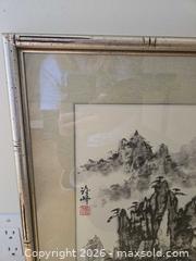 MaxSold Auction: Framed Chinese Ink Landscape, Signed with Seal, Silver Bamboo Frame - Saanich (British Columbia, Canada) PARTNER MANAGED Downsizing Online Auction - Gordon Point Drive