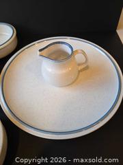 MaxSold Auction: Mikasa Speckle Blue Rim Stoneware Serving Set - Saanich (British Columbia, Canada) PARTNER MANAGED Downsizing Online Auction - Gordon Point Drive
