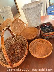 MaxSold Auction: Set of 6 Wicker & Rattan Baskets, Natural Brown/Light Tan - Saanich (British Columbia, Canada) PARTNER MANAGED Downsizing Online Auction - Gordon Point Drive