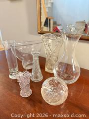 MaxSold Auction: Set of 7 Cut Glass Crystal Vases with Star Pattern - Saanich (British Columbia, Canada) PARTNER MANAGED Downsizing Online Auction - Gordon Point Drive