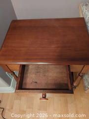 MaxSold Auction:  Solid Wood Side Table with Drawer and Turned Legs - Saanich (British Columbia, Canada) PARTNER MANAGED Downsizing Online Auction - Gordon Point Drive