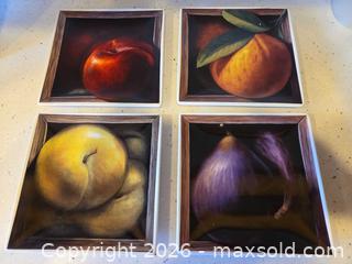 MaxSold Auction: Square Ceramic Fruit Plates, Set of 4 - Saanich (British Columbia, Canada) PARTNER MANAGED Downsizing Online Auction - Gordon Point Drive