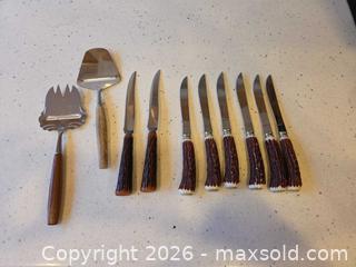 MaxSold Auction: Stainless Steel Steak Cutter Set with Faux Stag Handles - Saanich (British Columbia, Canada) PARTNER MANAGED Downsizing Online Auction - Gordon Point Drive