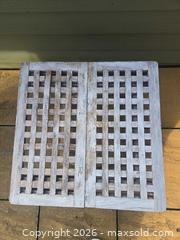 MaxSold Auction: Teak-like Wood Folding Bistro Table with Slatted Top, Rustic Patio - Saanich (British Columbia, Canada) PARTNER MANAGED Downsizing Online Auction - Gordon Point Drive