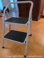 MaxSold Auction: White Metal 2-Step Folding Step Stool - Saanich (British Columbia, Canada) PARTNER MANAGED Downsizing Online Auction - Gordon Point Drive