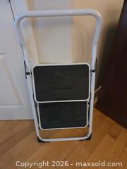 MaxSold Auction: White Metal 2-Step Folding Step Stool - Saanich (British Columbia, Canada) PARTNER MANAGED Downsizing Online Auction - Gordon Point Drive