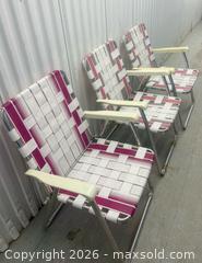 MaxSold Auction: Magenta and White Woven Lawn Chairs - Toronto (Ontario, Canada) SELLER MANAGED Moving Online Auction - Kennedy Road (STORAGE)