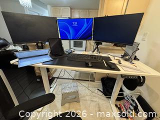 MaxSold Auction: ULTIMATE WFH SETUP - Standing Desk + 2 Monitors + Ergonomic Chair + Remote Setup - Toronto (Ontario, Canada) SELLER MANAGED Moving Online Auction - Yonge Street (CONDO)