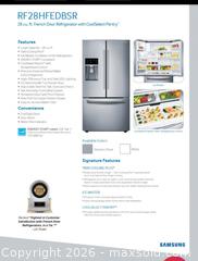 MaxSold Auction: 36” Samsung Fridge - 2018  - Greater Sudbury (Ontario, Canada) PARTNER MANAGED Moving Online Auction - Regent Street (CONDO)