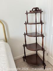 MaxSold Auction: Dark Brown Wood Corner Shelf, Victorian Style, 5 Shelves - Greater Sudbury (Ontario, Canada) PARTNER MANAGED Moving Online Auction - Regent Street (CONDO)