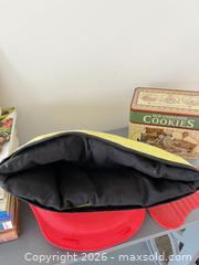 MaxSold Auction: Lot: Multiple Cookbooks with Tea Cozy, Red Silicone Bakeware & Cookie Tin - Greater Sudbury (Ontario, Canada) PARTNER MANAGED Moving Online Auction - Regent Street (CONDO)