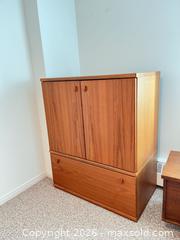 MaxSold Auction: Mid-Century Teak Media Cabinet Armoire, Solid Wood - Greater Sudbury (Ontario, Canada) PARTNER MANAGED Moving Online Auction - Regent Street (CONDO)