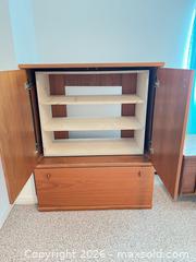 MaxSold Auction: Mid-Century Teak Media Cabinet Armoire, Solid Wood - Greater Sudbury (Ontario, Canada) PARTNER MANAGED Moving Online Auction - Regent Street (CONDO)