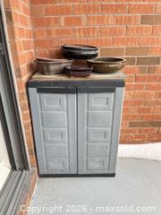 MaxSold Auction: Outdoor Plastic Storage Cabinet with Shelves & Garden Supplies - Greater Sudbury (Ontario, Canada) PARTNER MANAGED Moving Online Auction - Regent Street (CONDO)