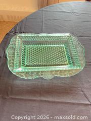 MaxSold Auction: Vintage Uranium Green Glass Serving Tray with Etched Floral Border - Greater Sudbury (Ontario, Canada) PARTNER MANAGED Moving Online Auction - Regent Street (CONDO)