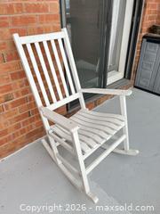MaxSold Auction: White Wood Rocking Chair with Slatted Back - Greater Sudbury (Ontario, Canada) PARTNER MANAGED Moving Online Auction - Regent Street (CONDO)