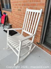 MaxSold Auction: White Wood Rocking Chair with Slatted Back - Greater Sudbury (Ontario, Canada) PARTNER MANAGED Moving Online Auction - Regent Street (CONDO)