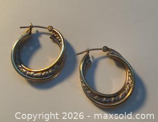 MaxSold Auction: 14K yellow and white gold hoop earrings  - Ottawa (Ontario, Canada) SELLER MANAGED Downsizing Online Auction - Tall Forest Drive